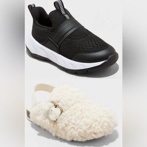 NWT TWO PAIR All In Motion Dannie Slip On Sneakers + Cat & Jack Mila Slip Ons